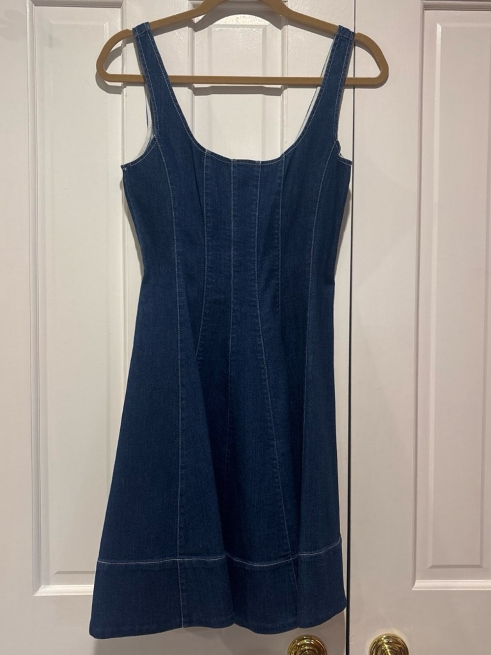 Staud Navy denim pleated midi dress size 4